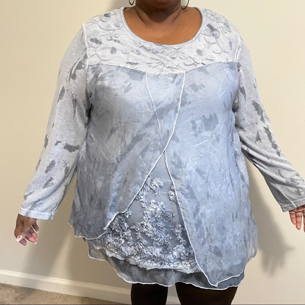 Blue Lace and Floral Tunic